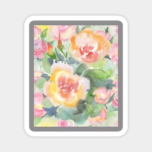 decorative, vintage, watercolor flowers Magnet