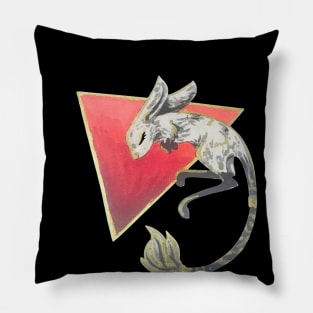 Cute Gerboa on a Red Triangle Pillow