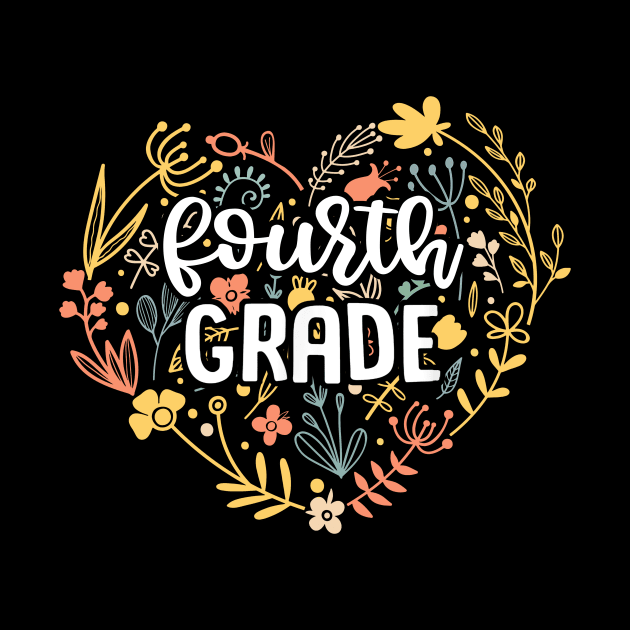 Fourth Grade Floral Heart Back To School by Marcelo Nimtz