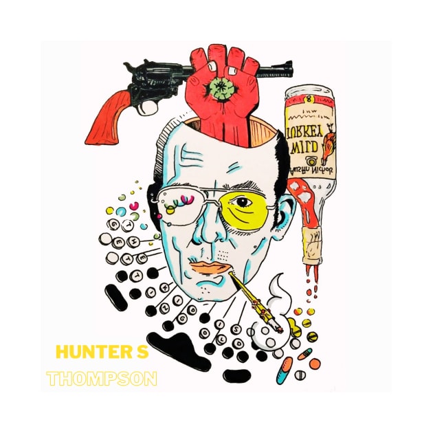 Hunter S Thompson Smoking — Lilford Gallery - Canterbury Buy Original Art in Kent by WrittersQuotes