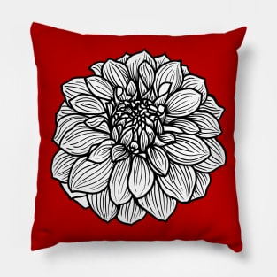 DAHLIA 01, big single flower, hand-drawn Pillow