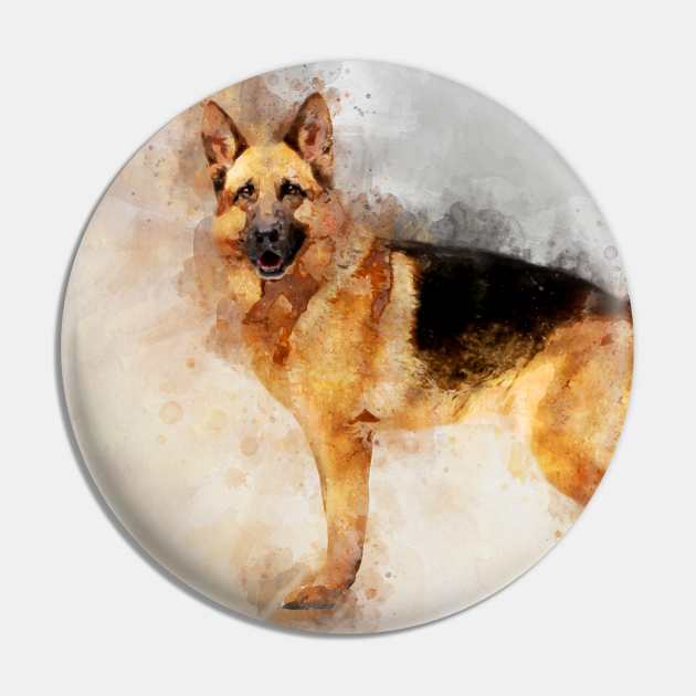 German Shepherd Dog Watercolor Portrait 02 Pin by SPJE Illustration Photography