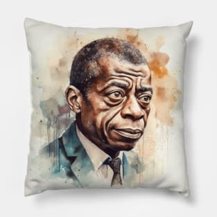 James Baldwin Art Portrait for Black History Month Pillow