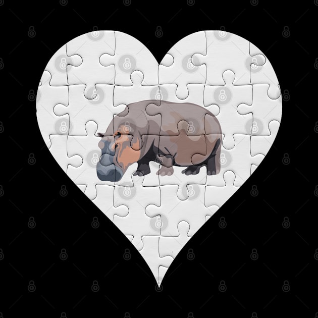 Jigsaw  Hippo Heart Design - Wild Animal Hippo by giftideas