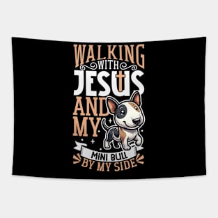 Jesus and dog - Miniature Bull Terrier Tapestry