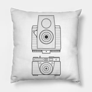 Line Art Vintage Camera Pillow