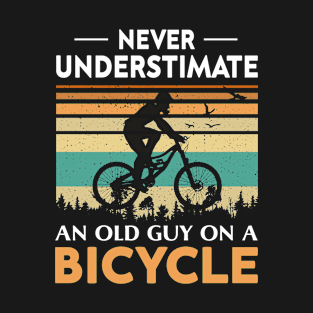 Vintage Never Underestimate An Old Guy On A Bicycle Cycling T-Shirt