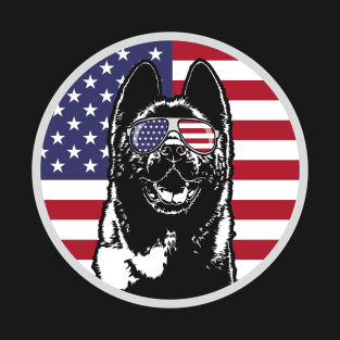 Patriotic American Akita Inu American Flag sunglasses T-Shirt