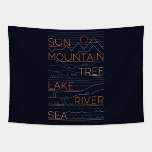 Sun, Mountain, Tree Tapestry