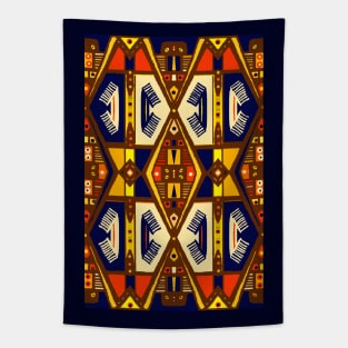 Manjak African Wax Textile Tribal Mudcloth Symmetrical Boho Pattern Tapestry