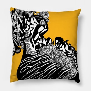 Flamenco dancer abstract art ink drawing black and white Pillow