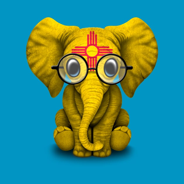 Baby Elephant with Glasses and New Mexico Flag by jeffbartels