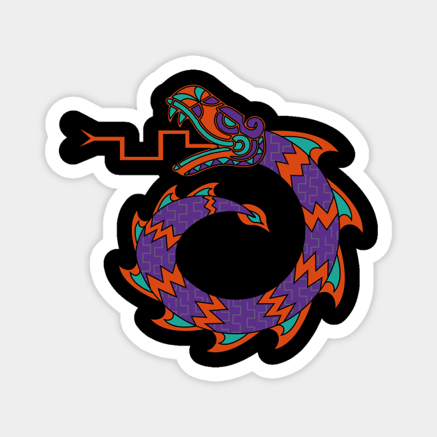 Mexican Snake Dragon Design Purple, orange and teal T-Shirt T-Shirt Magnet by JDP Designs