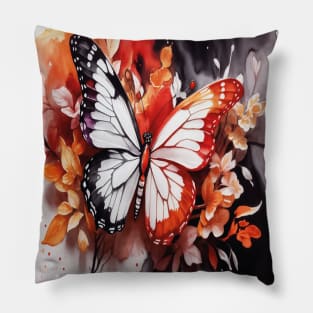 orange watercolor butterfly Pillow