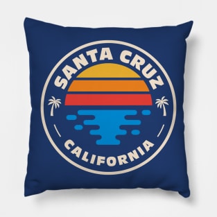 Retro Santa Cruz California Vintage Beach Surf Emblem Pillow