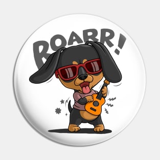 dachshund playing guitar Pin