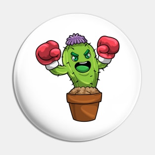 Cactus with Spines as Boxer with Boxing gloves Pin