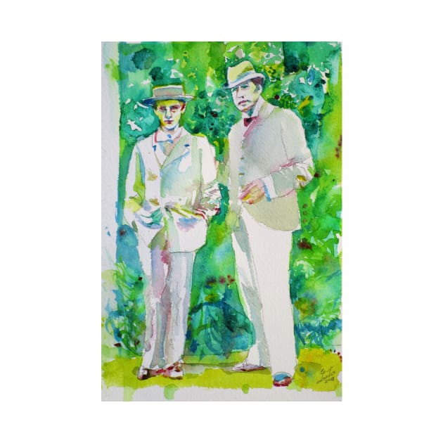 OSCAR WILDE and LORD ALFRED DOUGLAS watercolor portrait.2 by lautir