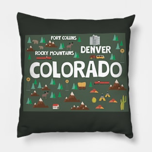 Colorado illustrated map Pillow