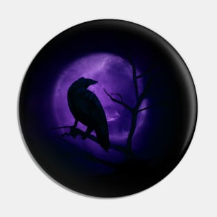 Raven and full moon Pin