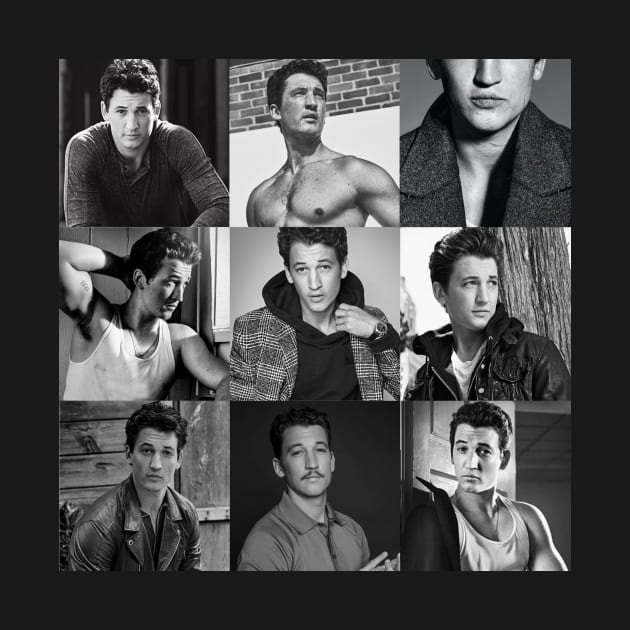 Miles Teller black and white collage by Athira-A