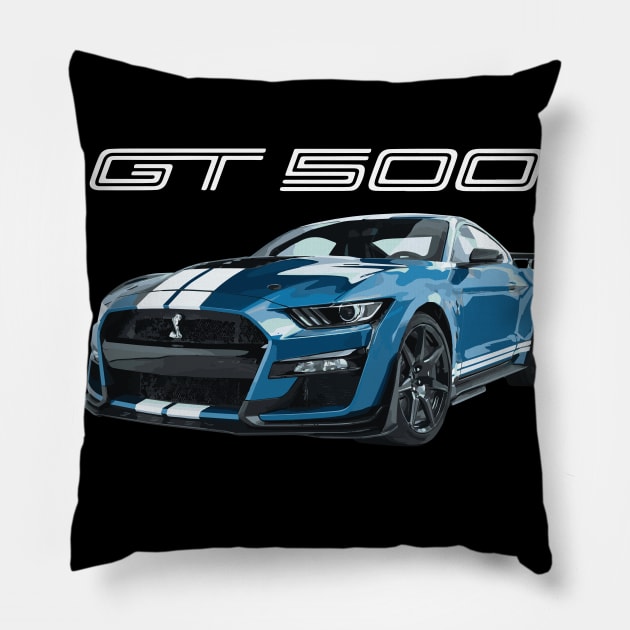 GT500 PERFOMANCE BLUE SHELBY COBRA Pillow by cowtown_cowboy