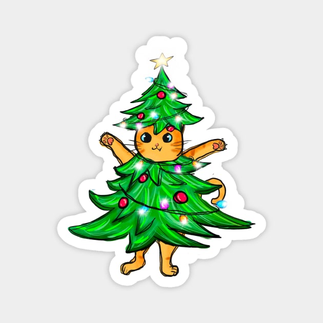 Cat Christmas Tree Magnet by The WYLD Tribe