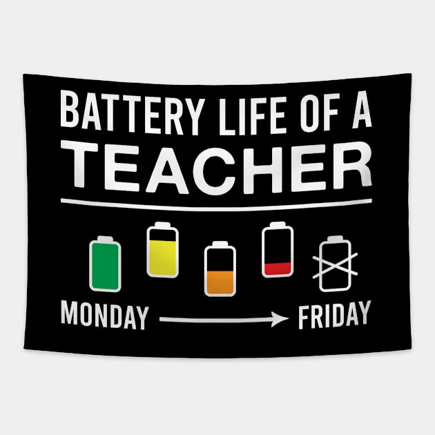 Battery Life of A Teacher Funny Teaching Tapestry by FOZClothing