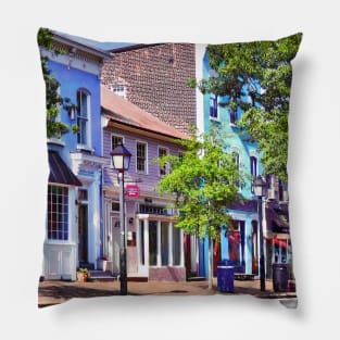 Alexandria VA - Blue Buildings on King Street Pillow