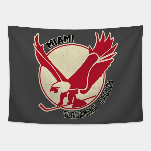 Retro Miami Screaming Eagles Hocley Tapestry by LocalZonly