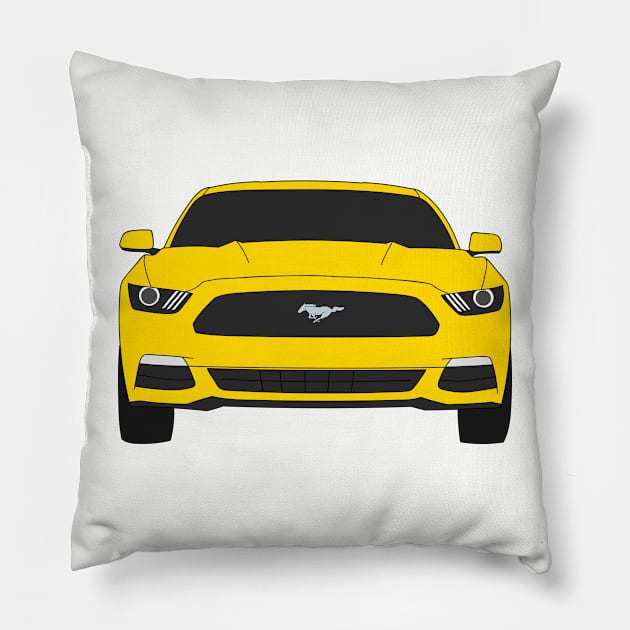 Ford Mustang Front End Triple Yellow Pillow by Jessimk