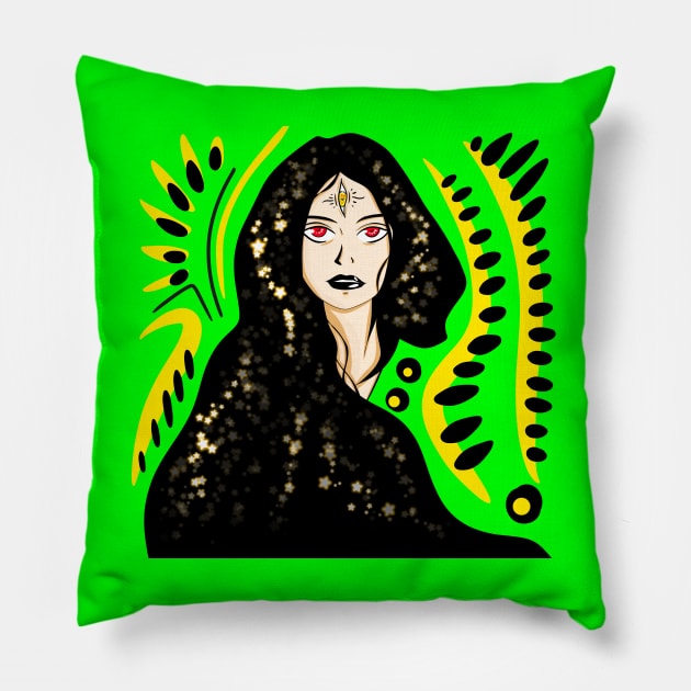 the woman of the future in zentangle mystical arts Pillow by jorge_lebeau