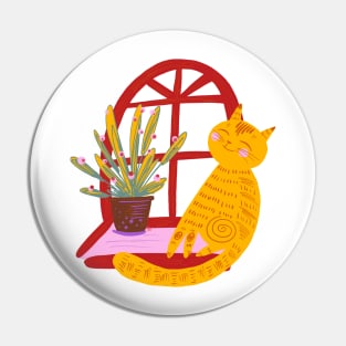 CAT PET AND GINGER PLANT ART Cute Kitty Pin