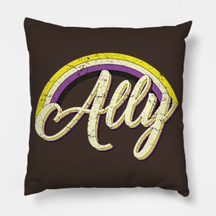 Ally nonbiary vintage tshirt lgbt pride gift Pillow