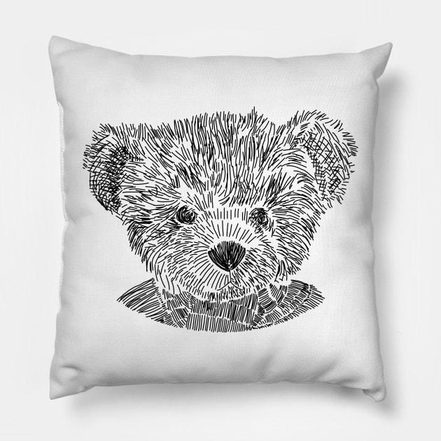 Teddy Bear Sketch Pillow by ellenhenryart