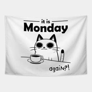 Hate Monday Cat T-Shirt Tapestry