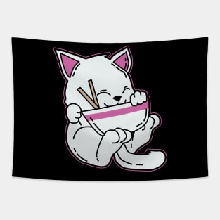 Cute Japanese Anime Ramen Cat T-Shirt Gift Manga Tapestry