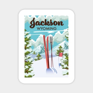 Jackson Wyoming ski poster Magnet