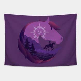 Horse Head Trail Riding Silhouette • Purple Tapestry