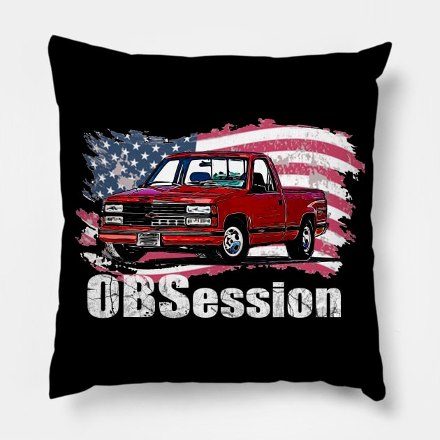 OBS Obsession Chevy C/K trucks General Motors 1988 and 1998 pickup trucks, heavy-duty trucks square body Old body style Pillow by JayD World