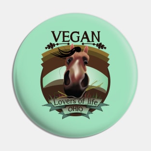 Vegan - Lovers of life. Ohio Vegan (dark lettering) Pin