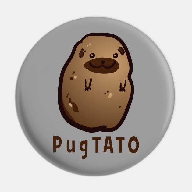 Pugtato Pug Potato Pun Shirt Pin by teepartee