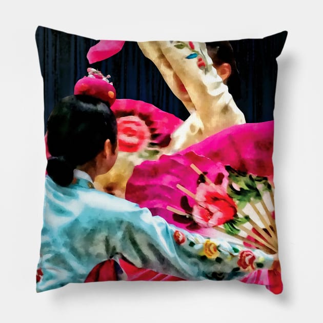 Dance - Traditional Korean Fan Dance Pillow by SusanSavad