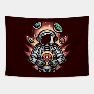 Astronaut with Donut Illustration Tapestry