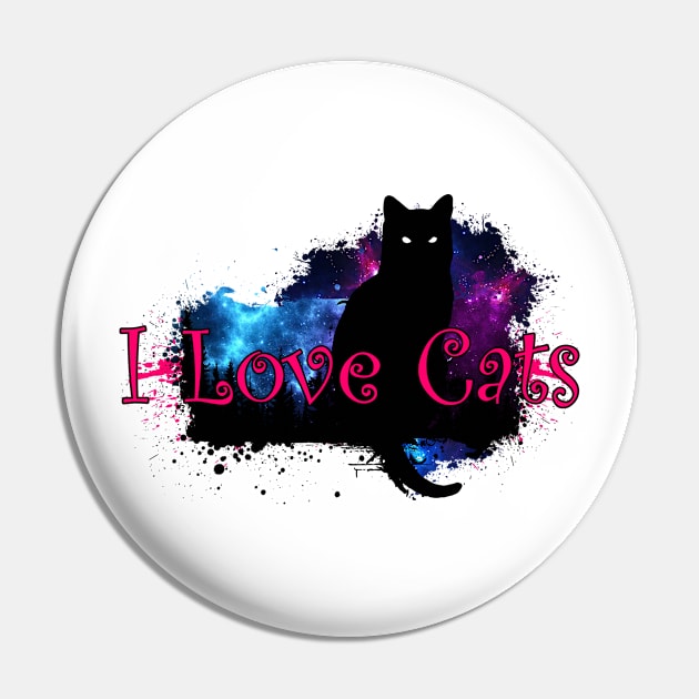 I Love Cats - Galaxy Pin by Scailaret