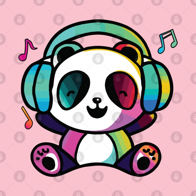 Happy Panda Bear with headphones by SPJE Illustration Photography