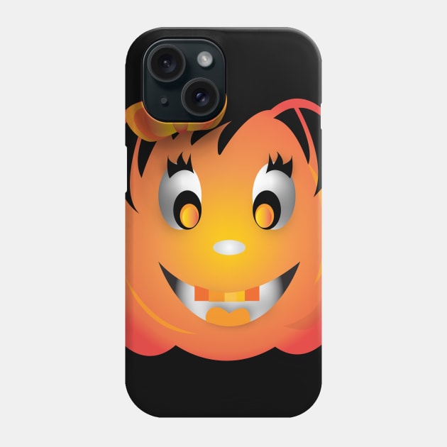 Halloween Cute Pumpkin Girl Phone Case by OriginalGraphicMarket