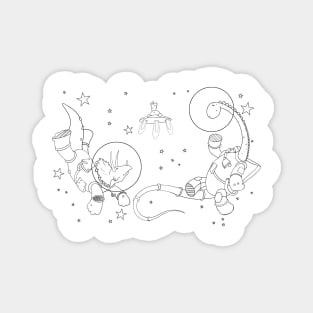 Space Dinosaurs Line Art Magnet