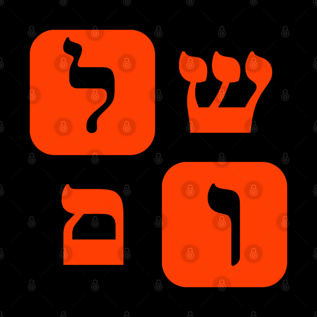 Hebrew Word for Peace Shalom Hebrew Letters Orange Grid by Hebrewisms