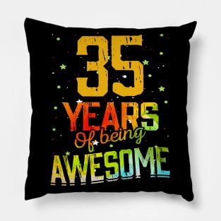 35 Years Of Being Awesome Gifts 35th Anniversary Gift Vintage Retro Funny 35 Years Birthday Men Women Pillow